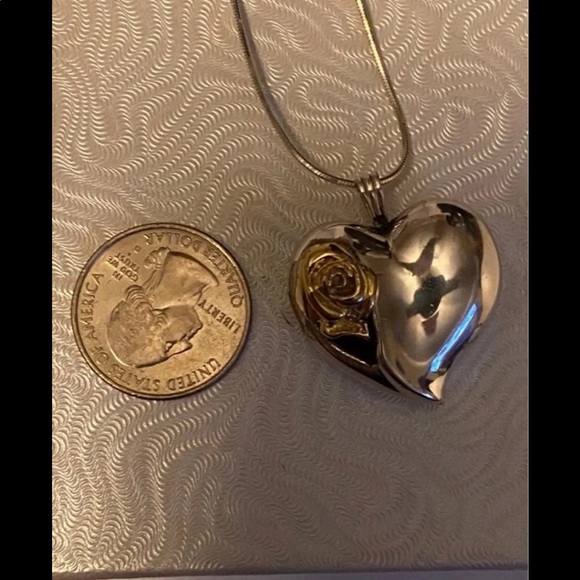 Vintage Gorham Sterling Silver Puffy Heart Pendant & Italy 925 16” Necklace - Picture 3 of 7